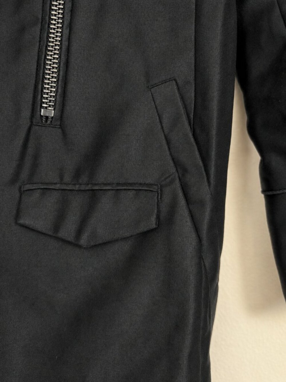 Nice Collective Black Belted Moto Trench Coat Cotton Medium - Picture 10 of 16